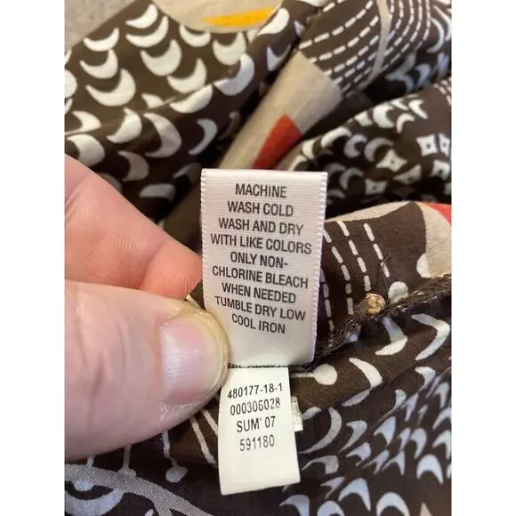 Old Navy Dress Women's XL Brown Print 2007 Y2K 100% Cotton Boho Fairy Cottage - Picture 6 of 7